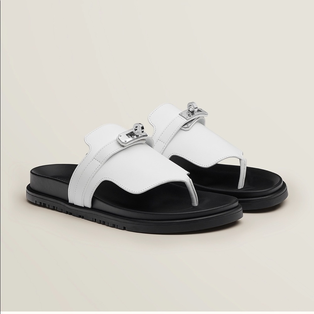 Hermes Empire Sandal. Blanc (White). Size 37.
